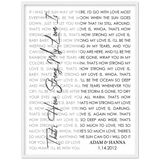 Lyrics -- Adam & Hanna 1.14.2012 -- White Framed 24x32 -- Gelato