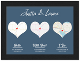 Map Poster --  Justin & Laura -- Black Framed  6”x8” -- gelato