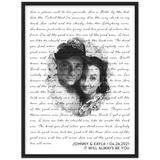 Music Lyrics Song -- Black Framed 18”x24” -- Johnny & Kayla