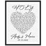 Lyrics -- Andy & Monica 09.12.2020 -- Black frame 16x20 -- Gelato