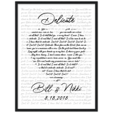 Lyrics -- Bill & Nikki 8/18/2018 -- Black Framed 18”x24” -- Gelato