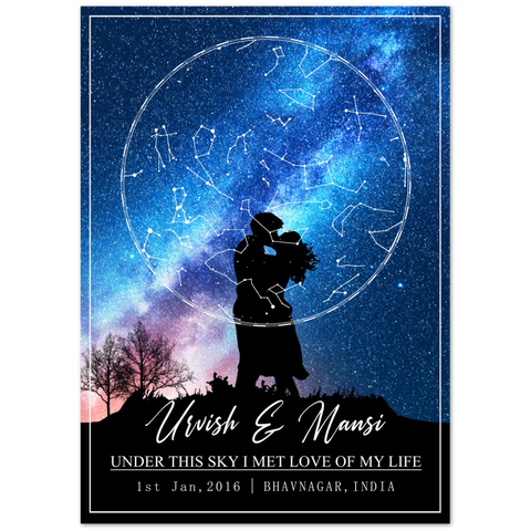 Star map -- Mansi & Urvish 1st Jan, 2016 -- 20x28 -- Gelato