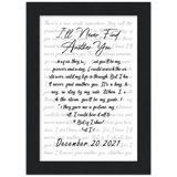 Lyrics -- December 20 2021 -- Black Framed 5”x7” -- Gelato