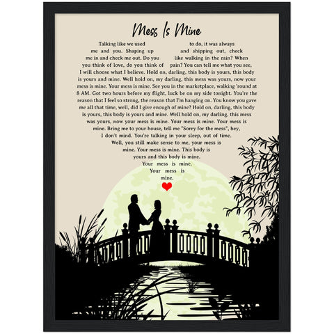 Gelato Matte Framed Poster 12x16 - Mess is Mine - Couple & Heart Lyrics