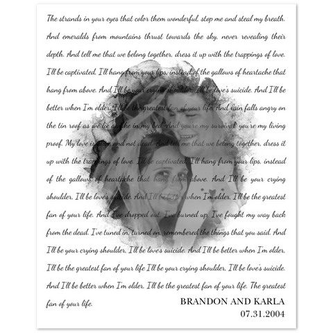 Gelato Poster 8x10 - I'll Be Lyrics - Brandon and Karla