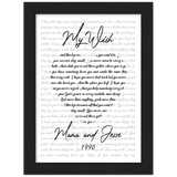 Lyrics Song -- Black Framed poster / 6”x8” -- mama and jesse
