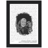 Music Lyrics Song -- Black Framed 6”x8” -- Steven & Tiffany