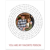 Vinyl -- John & Jessica You are my favorite person -- 8x10 -- Gelato