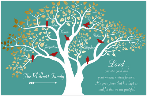 Family on Tree  -- 11''x17'' -- The Philbert Family -- gelato