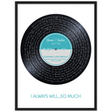 Lyrics -- Diana & Justin June 17, 2021 -- Black framed 18x24 -- Gelato