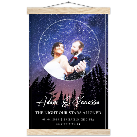 Stars Map -- Magnetic Poster Hanger - Wood -- Adam & Vanessa