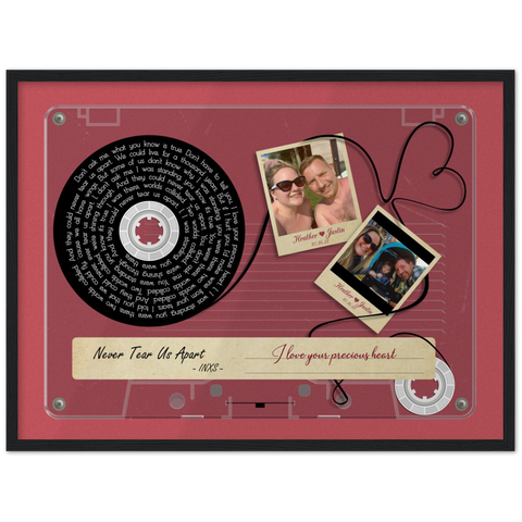 Cassettes-Tape Prints -- Black Framed 18”x24” -- Heather & Justin