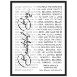 Lyrics -- Owen and Ace Christmas 2021 -- Black framed 18x24 -- Gelato