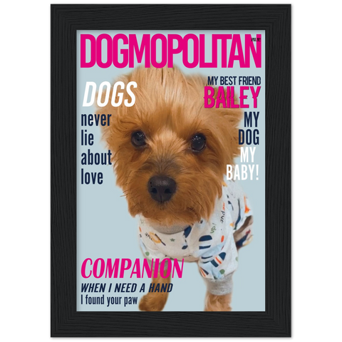 Dog poster -- Bailey style 6 -- Black framed 5x7 -- Gelato