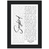 Lyrics Song -- Black Framed poster / 5”x7” --  Jess & Bob 10.8.21