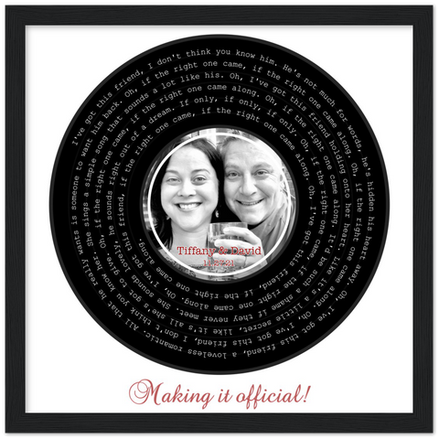 Vinyl -- David & Tiffany 11.27.21 -- Black framed 12x12 -- Gelato