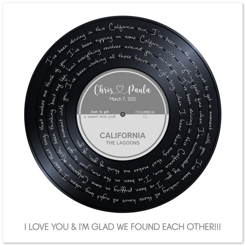 Vinyl -- Chris & Paula -- Unframe 20x20 -- Gelato