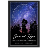 Stars Map -- Black Framed Poster 12"x18" -- Sam and Karen