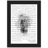 Lyrics -- Zach & Bailey I love you -- Black Framed 5”x7” -- Gelato