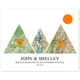 Travel Maps -- Unframed 8''x10'' -- John and Shelley