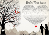 Music Lyrics Song -- Unframed 5''x 7'' -- Under your scars