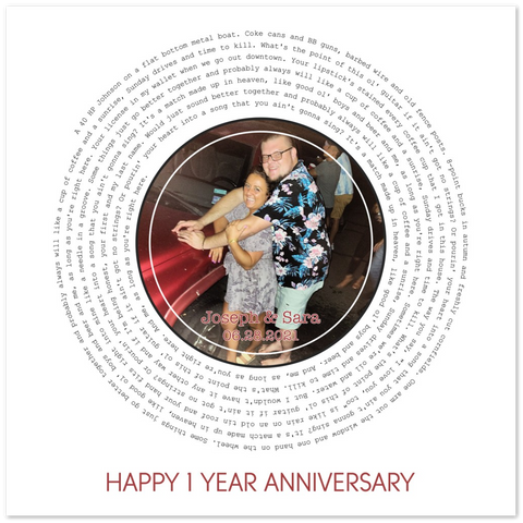 Song Record -- poster 20''x 20'' -- Joseph & Sara 06.28.2021