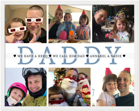 Daddy Family Prints -- White framed 16"x20" -- Annabel & Sadie