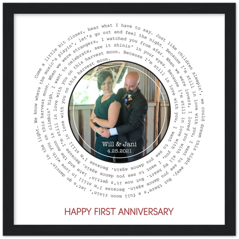 Song Record -- Black Framed Square/ 12''x12'' -- Will & Jani