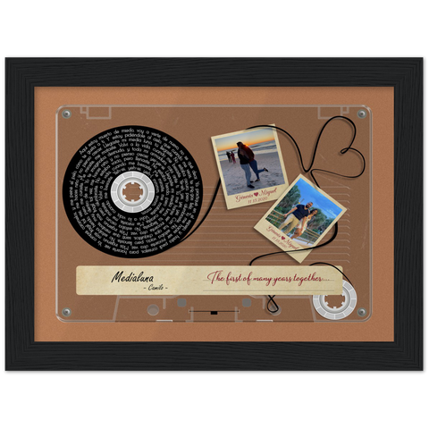 Cassettes-Tape Prints -- Black Framed poster / 6”x8” -- Génesis & Miguel
