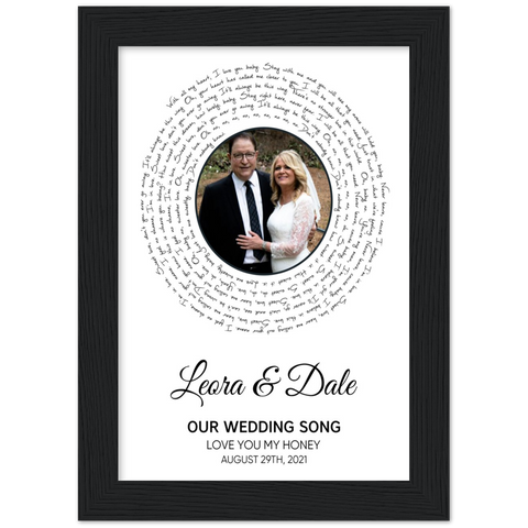 Vinyl -- Leora & Dale August 29th, 2021 -- Black framed 5x7 -- Gelato