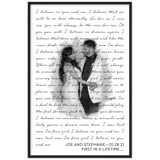 Lyrics -- Joe and Stephanie 01/28/21 -- Black framed 24x36 -- Gelato