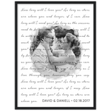 Lyrics -- David & Daniell 02.18.2017 -- Black framed 18x24 -- Gelato