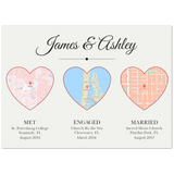Met Engaged Married Maps -- Poster/ 5''x 7'' -- James and Ashley