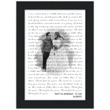 Lyrics -- Matt & Amanda 11-7-20 -- Black framed 5x7 -- Gelato