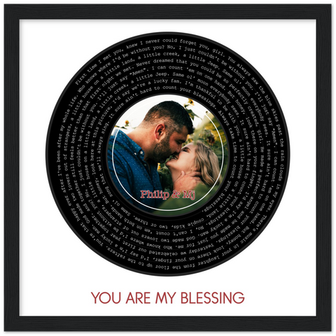 Song Record -- Black Framed Square/ 12''x12'' --  Philip & Mj