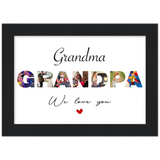 Print poster -- Grandma Grandpa We love you -- Black framed 5x7 -- Gelato