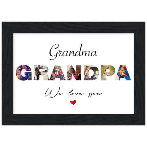 Print poster -- Grandma Grandpa We love you -- Black framed 5x7 -- Gelato