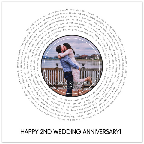 Song Record Anniversary -- Unframed  12''x12'' -- Corbin & Raechel