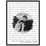 Lyrics -- Evan & Jenna Rabaiotti Married ~ 10.24.2020 -- Black Framed 18”x24” -- Gelato