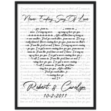 Music Lyrics Song -- Black Framed 18”x24” -- Robert and Carolyn