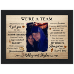 We're A Team -- Black Framed poster / 6”x8” -- Ashley and Skylar