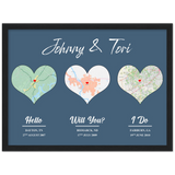 Map poster -- Johnny and Tori -- Black frame 12x16 -- Gelato