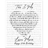 Lyrics Song -- Poster/ 8''x10'' -- Laura Marie (Happy 37th Birthday)