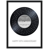 Music Lyrics Song -- Black Framed 12”x16” -- Stephanie & Mike