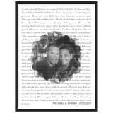 Lyrics -- Michael & Shaina 07/01/2017 -- Black framed 18x24 -- Gelato