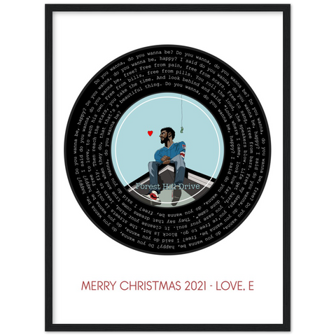 Song Record -- Black Framed poster/ 18”x24” -- MERRY CHRISTMAS 2021 - Love, E
