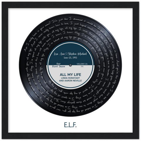 Vinyl -- Lisa Ann & Stephen Michael -- Black framed 12x12 -- Gelato