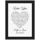 Lyrics -- Kyli & Laura 05/16/2021 -- Black framed 6x8 -- Gelato