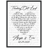 Lyrics -- Angie & Eric 02-29-2020 -- Black framed 18x24 -- Gelato