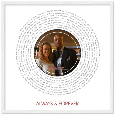 Vinyl -- Paul & Tiffini Always & Forever -- White framed 20x20 -- Gelato